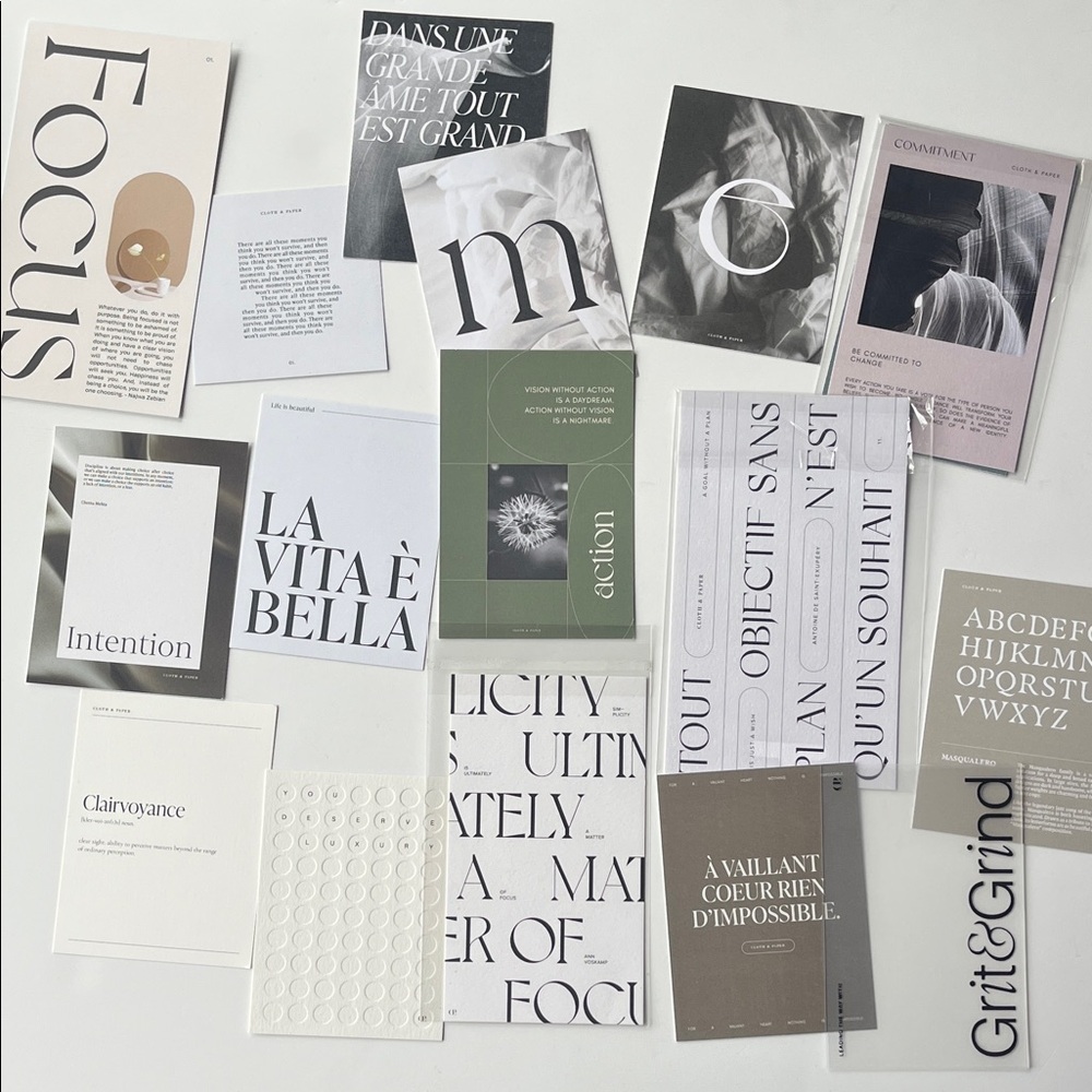 Cloth and Paper Modern Typography Card Sets Bundle w cloth bag